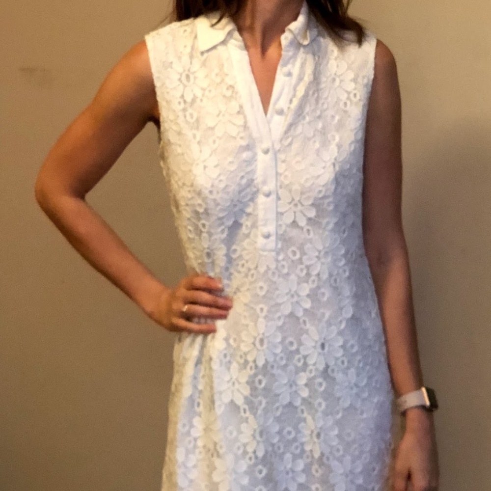 Ivory Lace Collared Dress